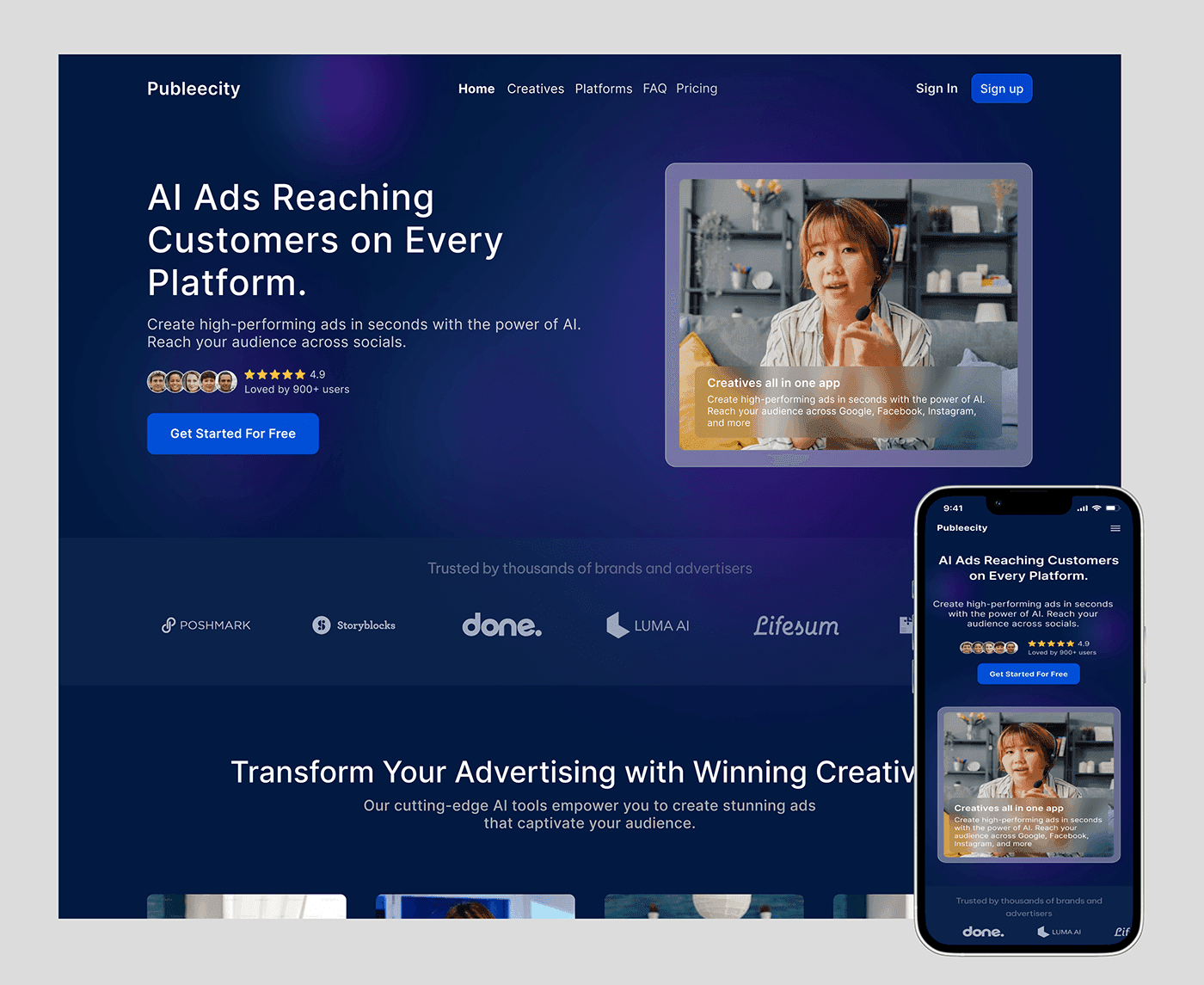 Publeecity AI Ads Landing Page